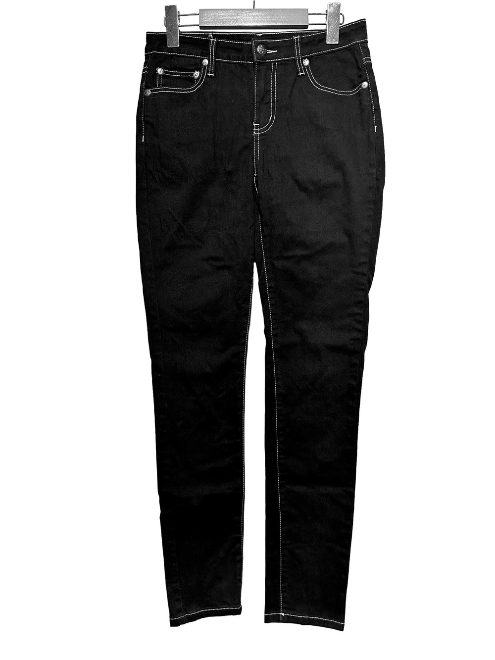 TRU LUXE Jeans Black Rhinestone Y2K Glam Low Rise Skinny